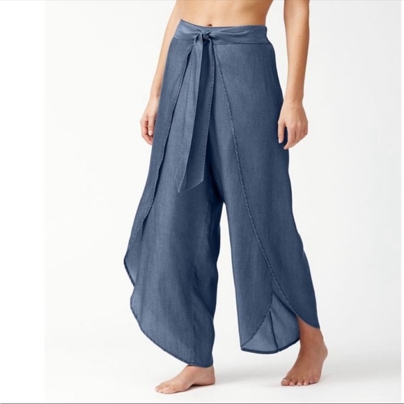 Tommy Bahama Chambray Wrap-Front Beach Pants Size Small NEW - Picture 1 of 8